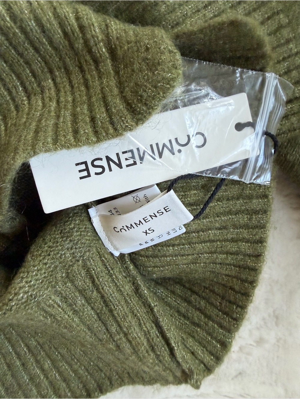 Commense Olive Green Turtleneck Knit Cardigan & Pencil Skirt Set - Picture 4 of 7